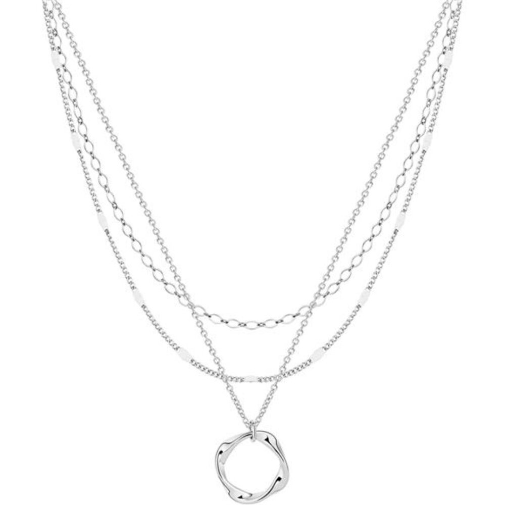 Layered Silver Necklaces for Women, Sterling Silver Stackable Stack Choker